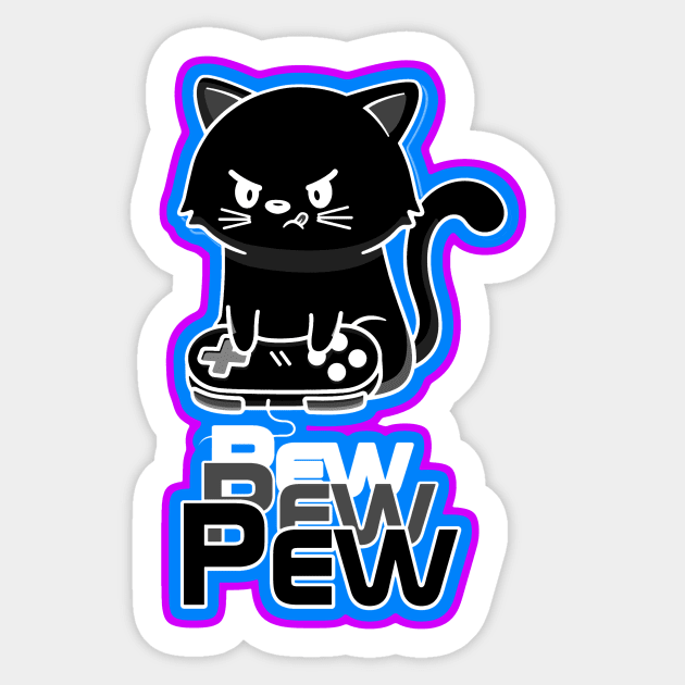 Black Gamer Cat Sticker by AlondraHanley